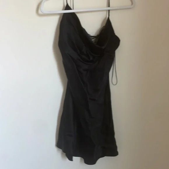 Zara Satin Mini Slip Dress with Lace - Picture 7 of 8